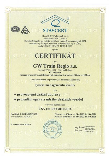 Certifikát QMS-5028-2023