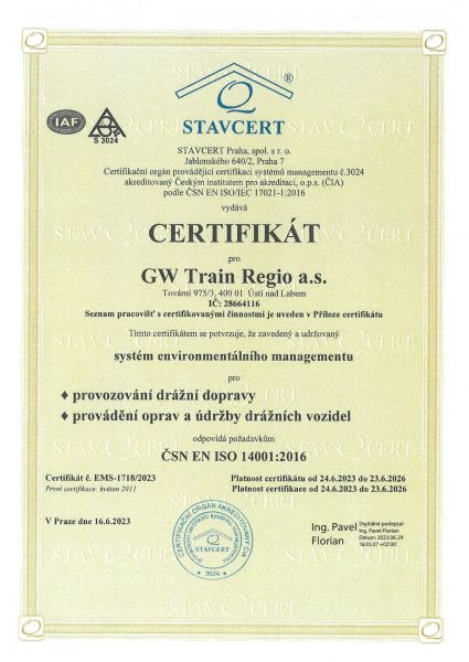 Certifikát EMS-1718-2023